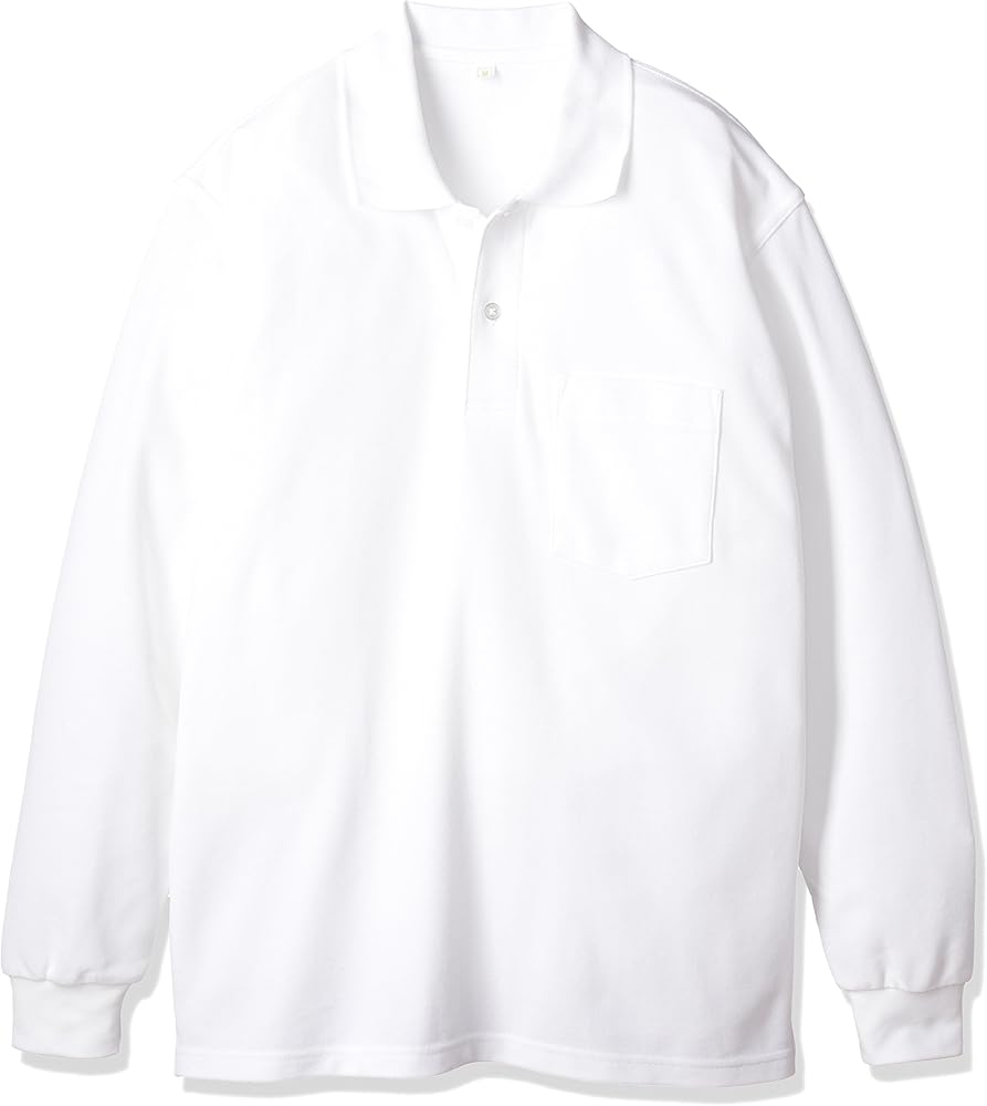 Amazon | [キャッチ] 長袖ポロシャツ 男性 白 無地 LB476051